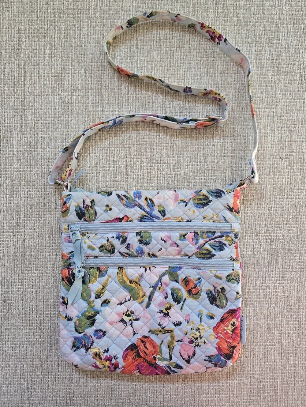 Vera Bradley Triple Zip Hipster Sea Air Floral Purse - Picture 2 of 13